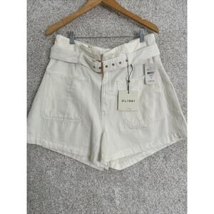 NWT DL1961 Paperbag Waist White Belted‎ Camille Shorts Size 32